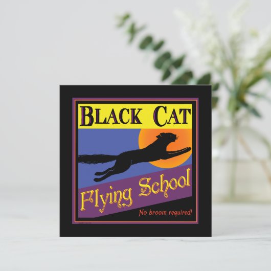 Black Cat Flying School Aangepaste Uitnodigingen (Staand voorkant)