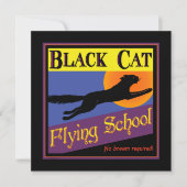 Black Cat Flying School Aangepaste Uitnodigingen (Voorkant)