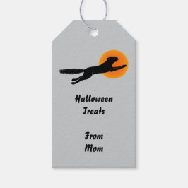 Black Cat Flying School Halloween Aangepast Label Cadeaulabel