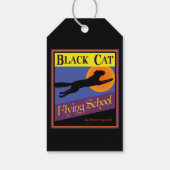 Black Cat Flying School Halloween Aangepast Label Cadeaulabel (Achterkant)