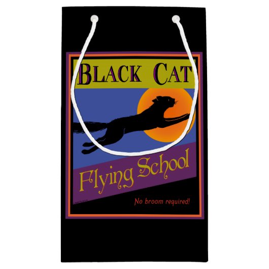 Black Cat Flying School Halloween Klein Cadeauzakje (Achterkant)
