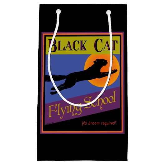 Black Cat Flying School  Halloween Klein Cadeauzakje (Voorkant)