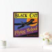 Black Cat Flying School Halloween-klok Vierkante Klok (Huis)