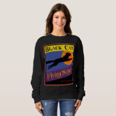 Black Cat Flying School Retro Halloween T-shirt (Voorkant volledig)