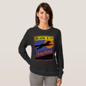Black Cat Flying School Retro Halloween T-shirt (Voorkant volledig)