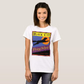 Black Cat Flying School Retro Halloween T-shirt (Voorkant volledig)