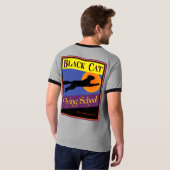 Black Cat Flying School Retro Halloween T-shirt (Achterkant volledig)