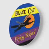 Black Cat Flying School Retro Wall klok (Hoek)