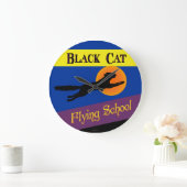 Black Cat Flying School Retro Wall klok (Huis)