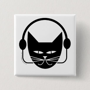 Black Cat FM Pin Vierkante Button 5,1 Cm