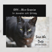 Black Cat Folded Save The Date Invitation Kaart (Voorkant / Achterkant)
