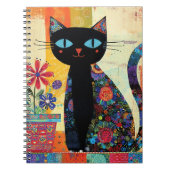 Black Cat Folk Art Notitieboek (Voorkant)