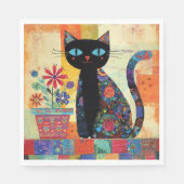 Black Cat Folk Art Servet (Voorkant)