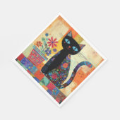 Black Cat Folk Art Servet (Hoek)