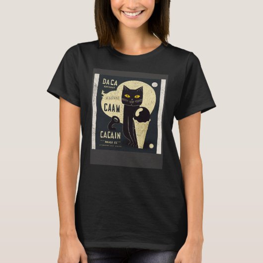 Black Cat Football Ice Cream T-shirt (Voorkant)