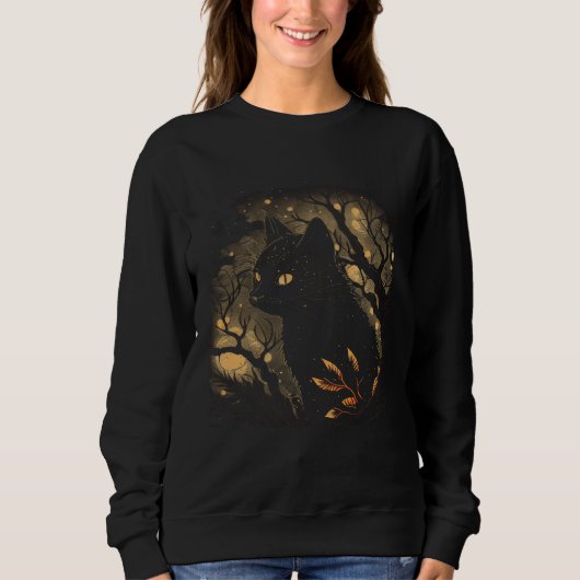 Black Cat Forest Graphic Tees Men Women Boys Girls (Voorkant)