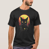 Black Cat Forest Moon Mystical Cat T-shirt (Voorkant)