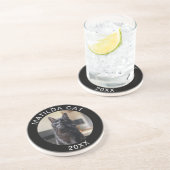 Black Cat Fotonaam en Jaar Custom Pet Onderzetter (Zijkant)