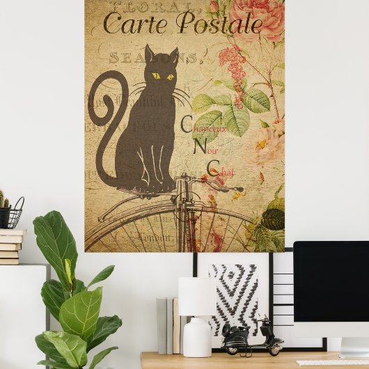 Black Cat  Frans Briefkaart Poster (Thuiskantoor)