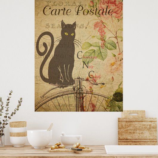 Black Cat Frans Briefkaart Poster (Keuken)