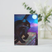 Black Cat Full Moon Briefkaart (Staand voorkant)