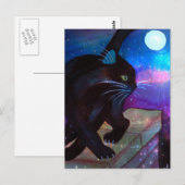 Black Cat Full Moon Briefkaart (Voorkant / Achterkant)