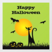 Black Cat Full Moon Halloween Raamsticker (Vel)