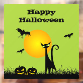 Black Cat Full Moon Halloween Raamsticker
