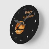 Black Cat Full Moon Halloween Ronde Klok (Hoek)
