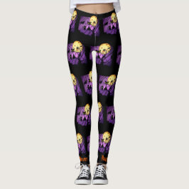 Black Cat Full Moon Happy Halloween-Leggings Leggings