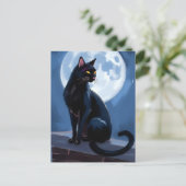 Black Cat | Full Moon Pet Painting Briefkaart (Staand voorkant)