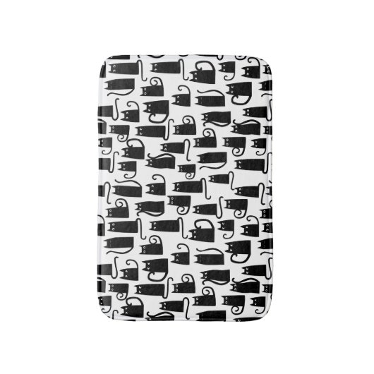 Black Cat Fun Patroon Badmat (Voorkant Verticaal)