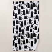 Black Cat Fun Patroon Strandlaken (Voorkant)