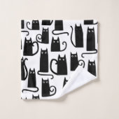 Black Cat Fun Pattern Zwart-wit Bad Handdoek (Wasdoekje)