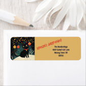 Black Cat Fun Retro Vakantie Retour Adreslabels Etiket (Insitu)