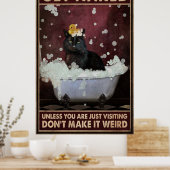 Black Cat Funny Bathroom Poster (Keuken)