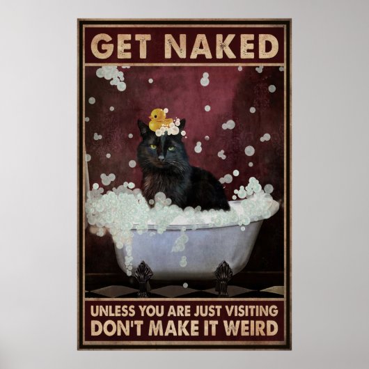 Black Cat Funny Bathroom Poster (Voorkant)