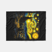 Black Cat Funny Cat Lover Mom Daddy Starry Night V Fleece Deken (Voorkant (Horizontaal))