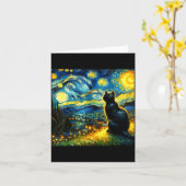 Black Cat Funny Cat Lover Mom Daddy Starry Night V Kaart (Gele Bloem)