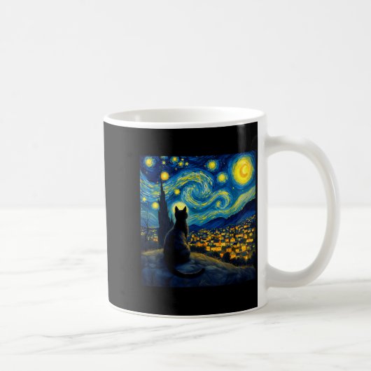 Black Cat Funny Cat Lover Mom Daddy Starry Night V Koffiemok (Rechts)