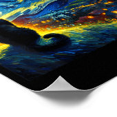 Black Cat Funny Cat Lover Mom Daddy Starry Night V Poster (Hoek)