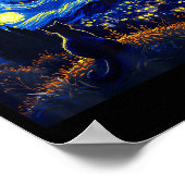 Black Cat Funny Cat Lover Mom Daddy Starry Night V Poster (Hoek)