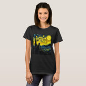 Black Cat Funny Cat Lover Mom Daddy Starry Night V T-shirt (Voorkant volledig)