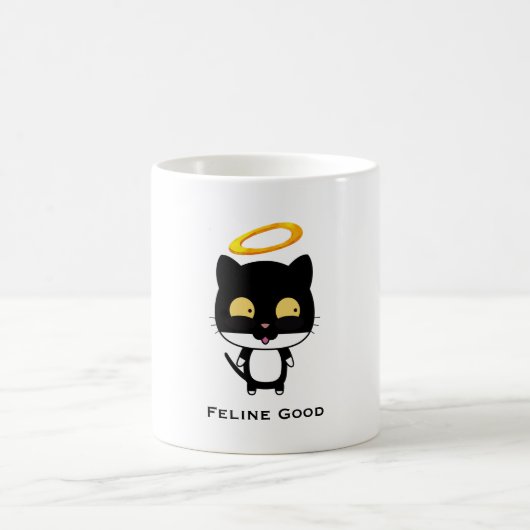 Black Cat Funny Pun met Halo - Feline Good Koffiemok (Center)