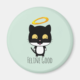 Black Cat Funny Pun met Halo - Feline Good Magneet