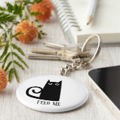 Black Cat Funny Sleutelhanger (Zijkant)