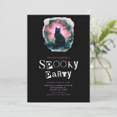 Black Cat Galaxy Moderne Minimalistische Halloween Kaart (Staand voorkant)