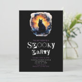 Black Cat Galaxy Moderne Minimalistische Halloween Kaart (Staand voorkant)