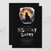 Black Cat Galaxy Moderne Minimalistische Halloween Kaart (Voorkant / Achterkant)