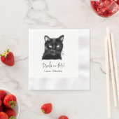 Black Cat gepersonaliseerde Drink op mij Servet (Insitu)